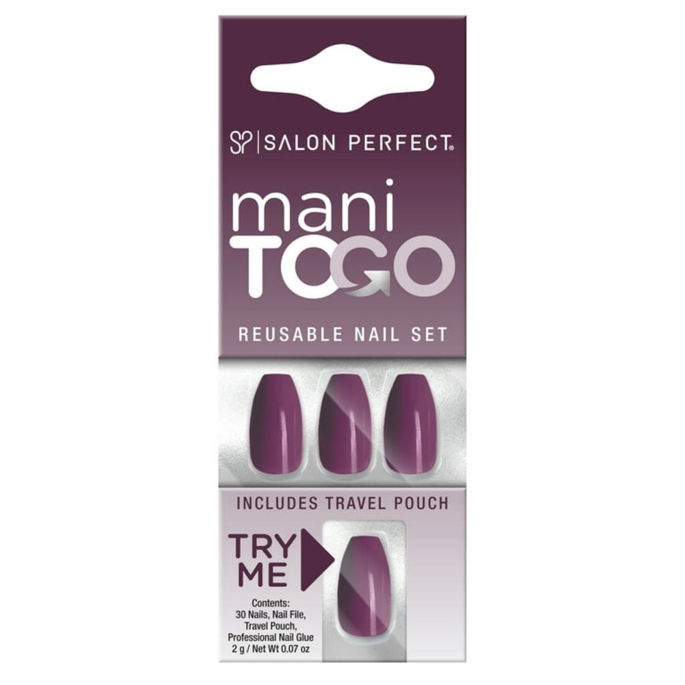 Salon Perfect Mani To Go Reusable Nail Set Purple NWOT